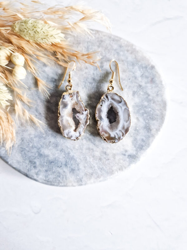 agaat geode oorbellen