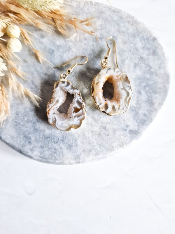 agaat geode oorbellen
