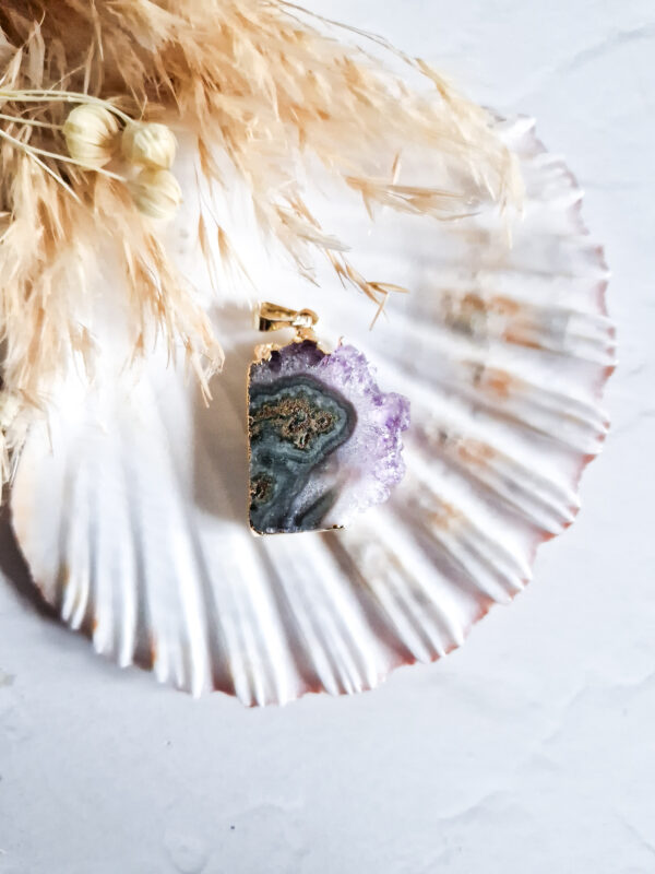 Amethist + agaat ketting hanger