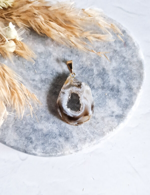 agaat geode ketting hanger