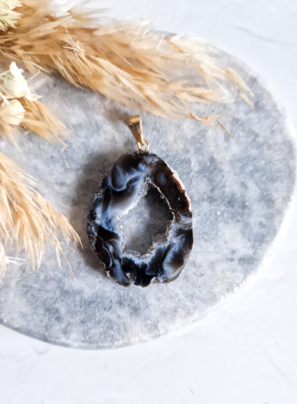 agaat geode ketting hanger
