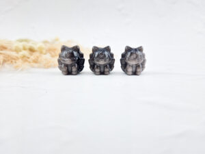 ninetail fox (schattig vosje) zilver obsidiaan