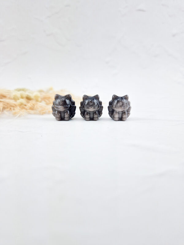 ninetail fox (schattig vosje) zilver obsidiaan