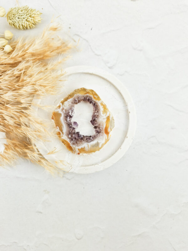 Agaat + amethist geode plakje