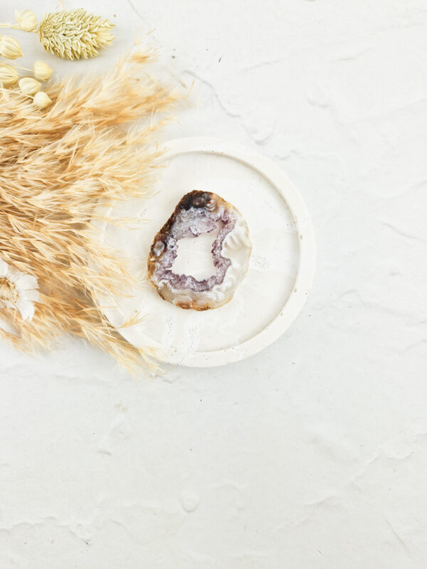 Agaat + amethist geode plakje