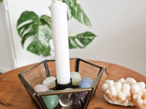 Kandelaar glas antiek goud