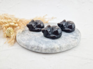 Zilver obsidiaan slapend poesje/kat