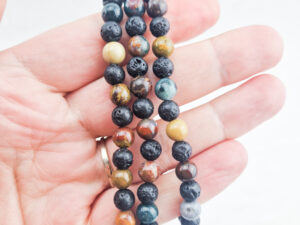 Lavasteen + oceaan jaspis armband 6mm