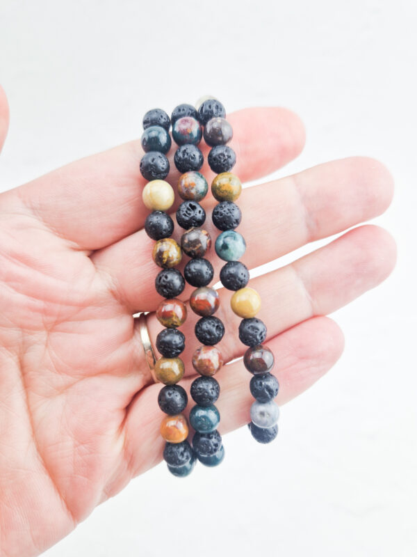 Lavasteen + oceaan jaspis armband 6mm