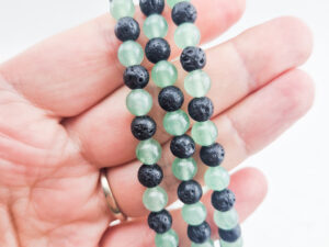 Lavasteen + avenrturijn armband 6mm