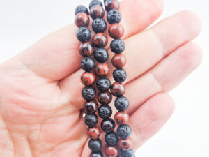 Lavasteen + mahonie obsidiaan armband 6mm