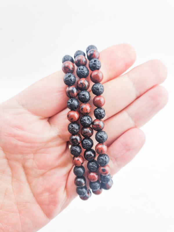 Lavasteen + mahonie obsidiaan armband 6mm