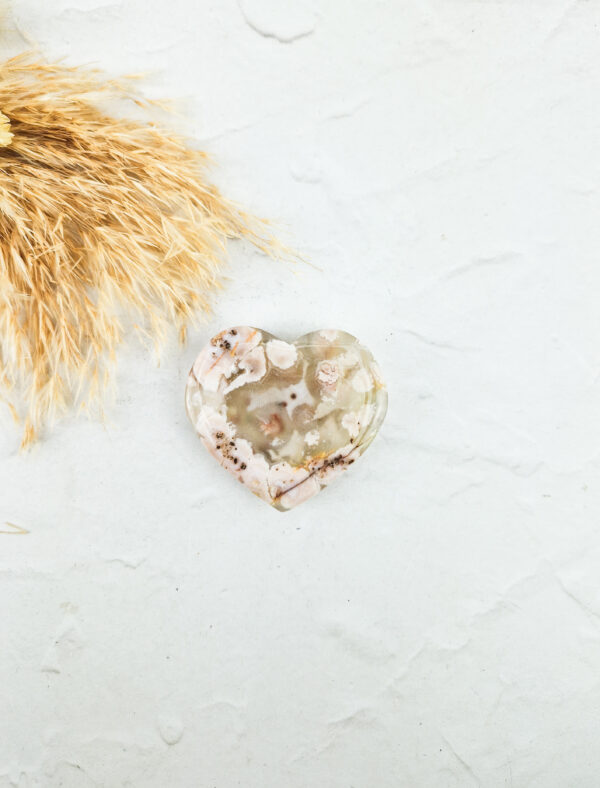 Bloemagaat hartje / worry-stone / mini schaaltje