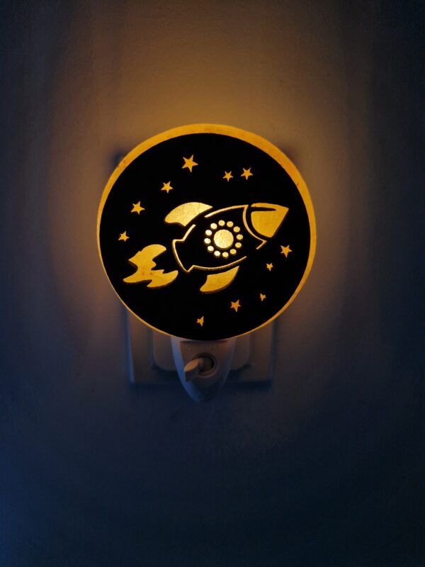 Nachtlamp zoutsteen - raket 3D