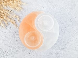 Seleniet waxinelichthouder yin yang