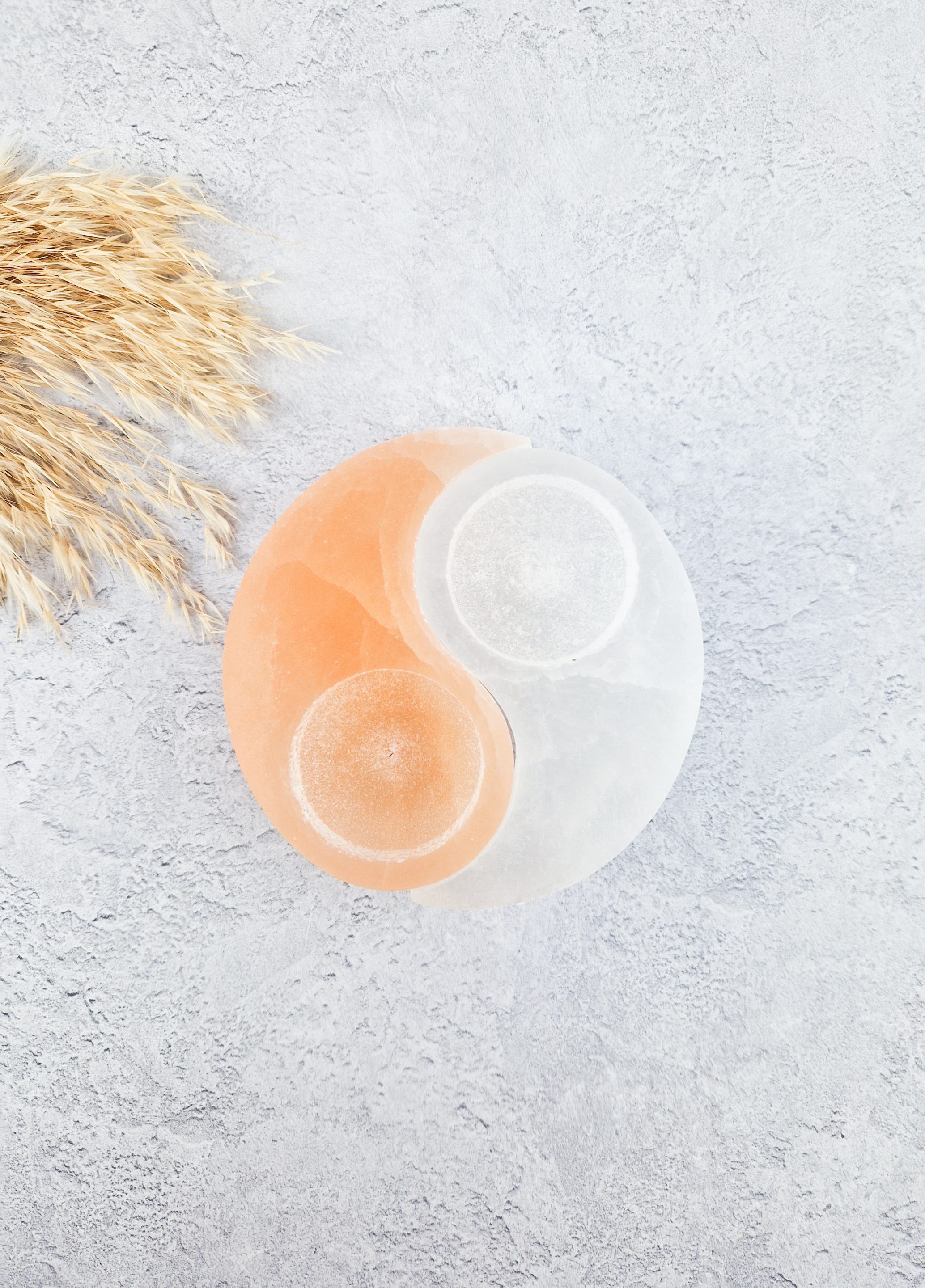 Seleniet waxinelichthouder yin yang