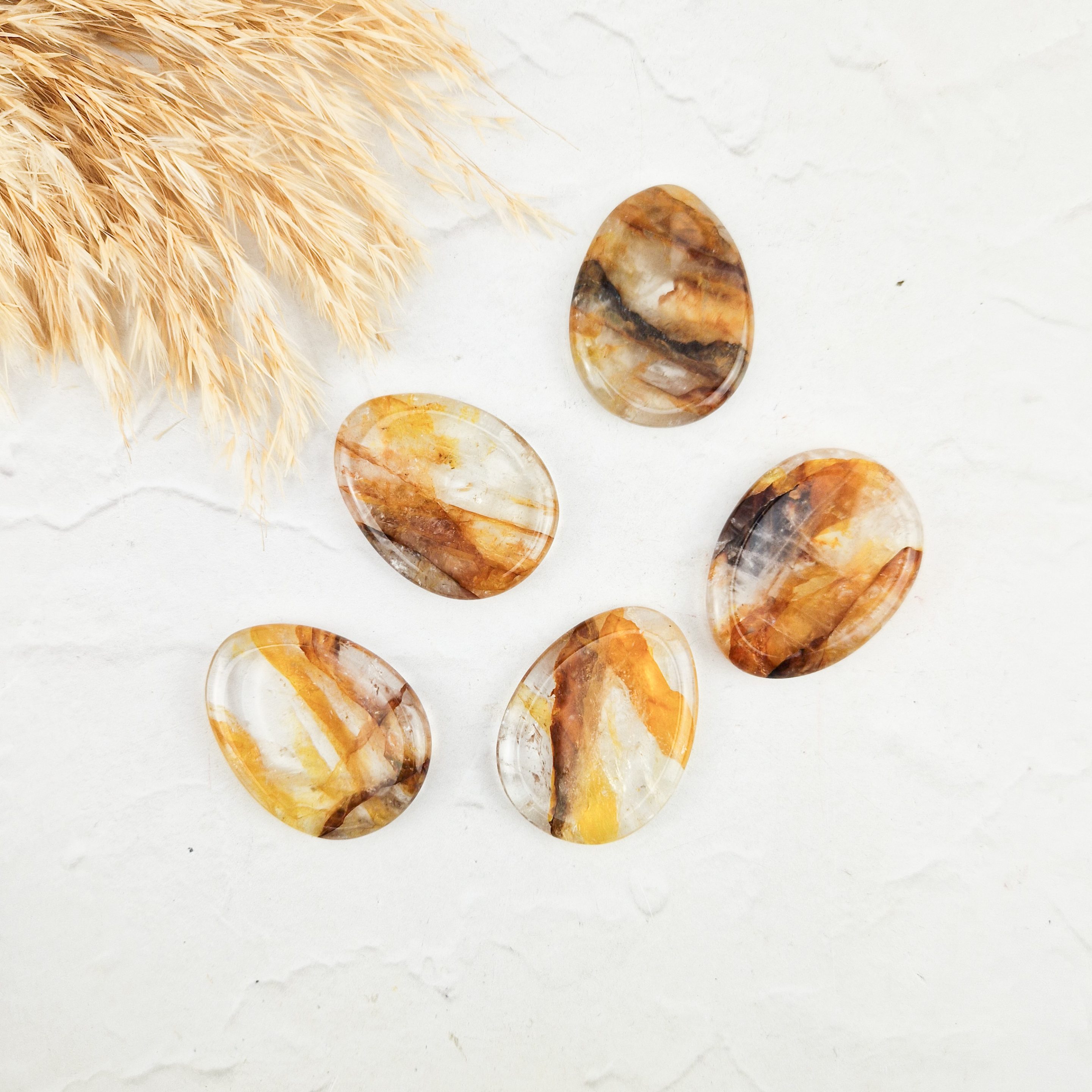 Limoniet kwarts worry-stone / duimsteen