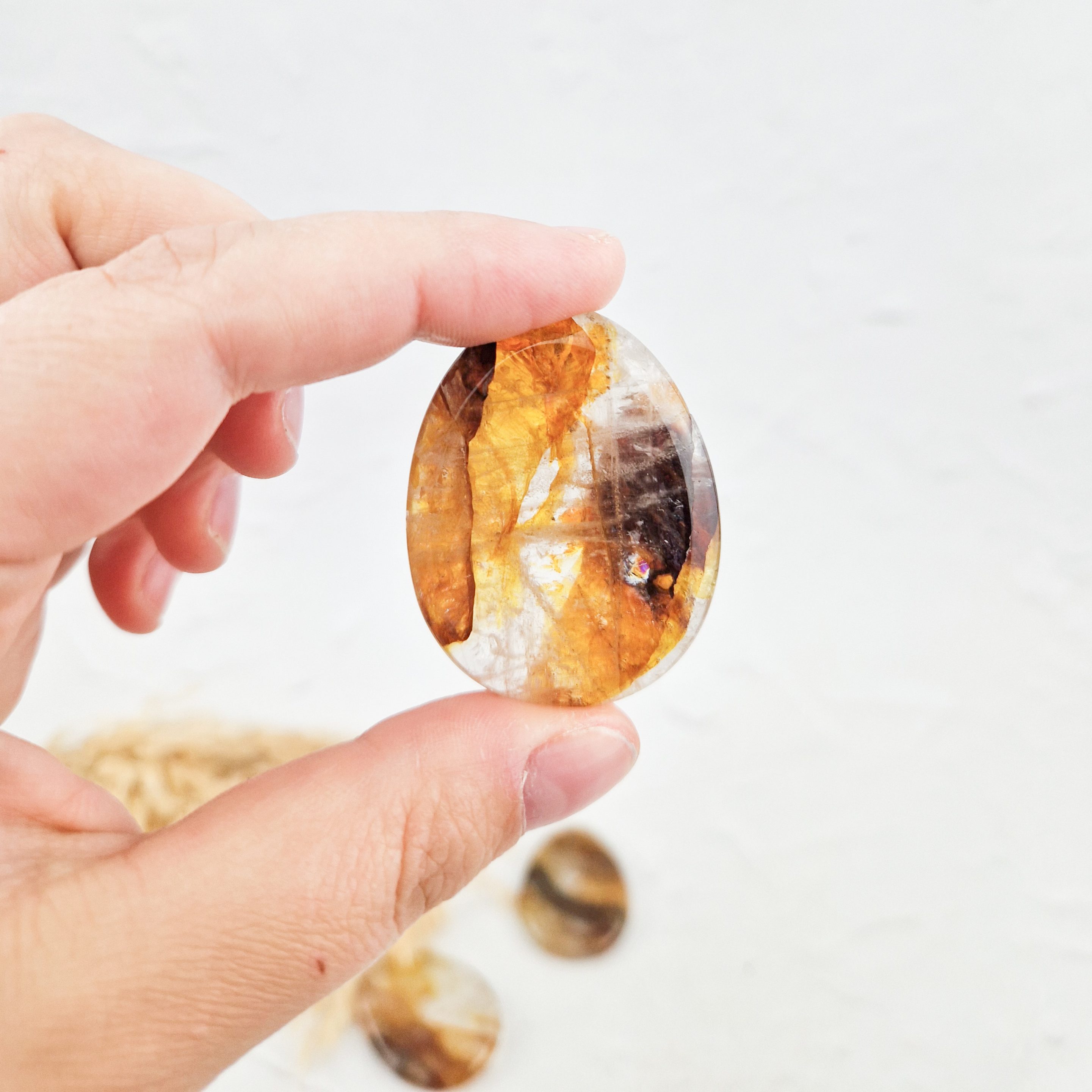 Limoniet kwarts worry-stone / duimsteen