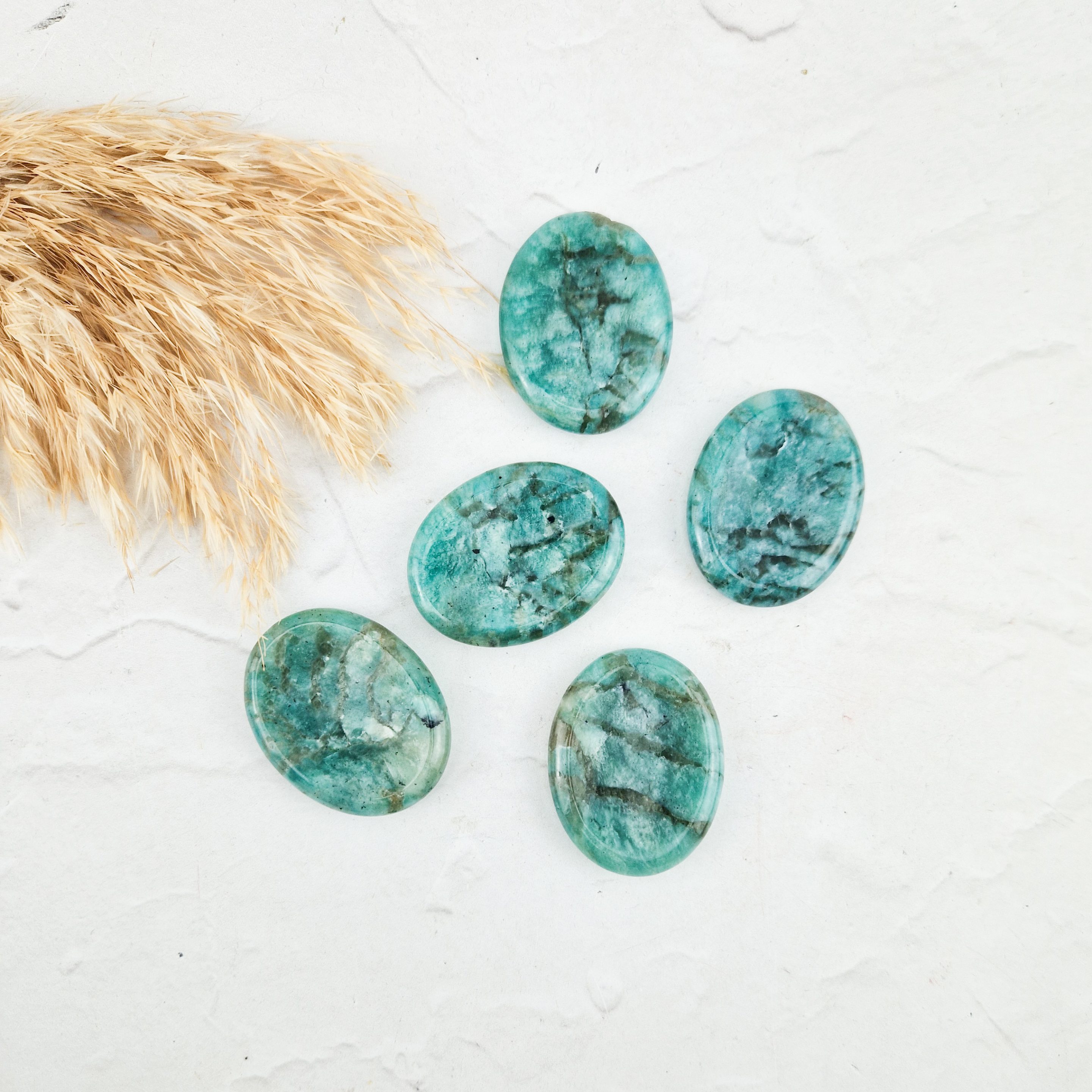 Amazoniet worry-stone / duimsteen