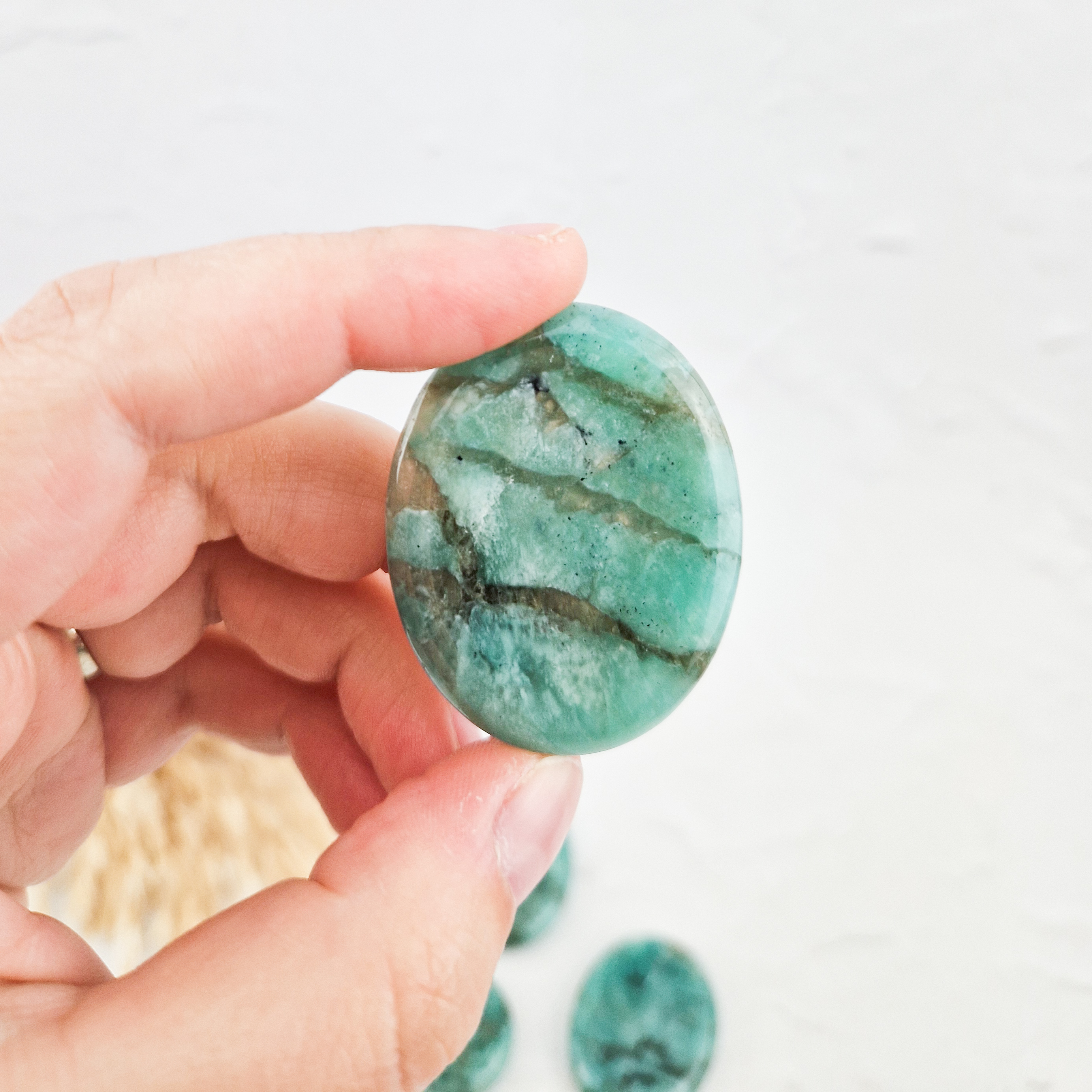 Amazoniet worry-stone / duimsteen