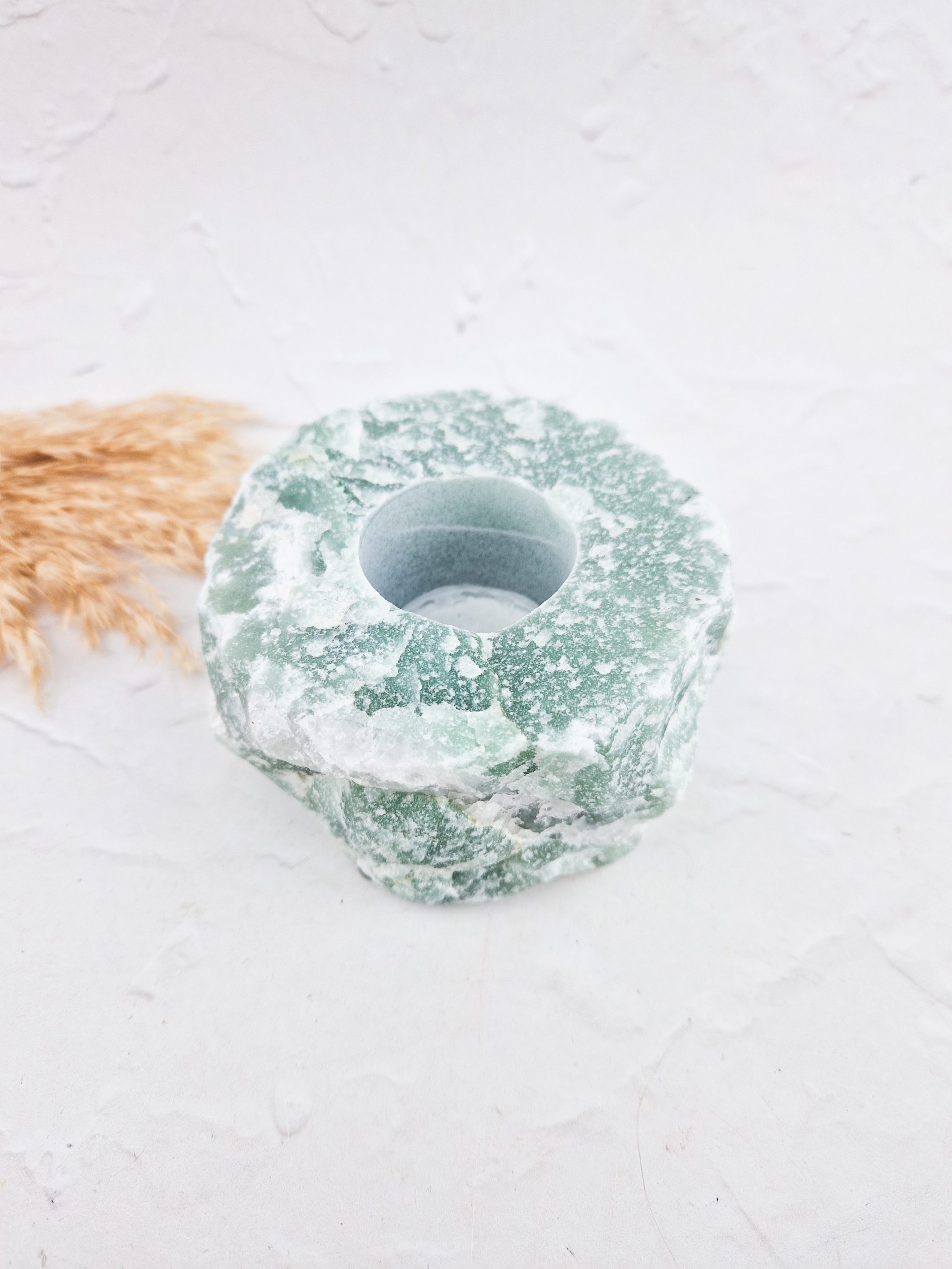 Aventurijn / groene kwarts waxinelichthouder