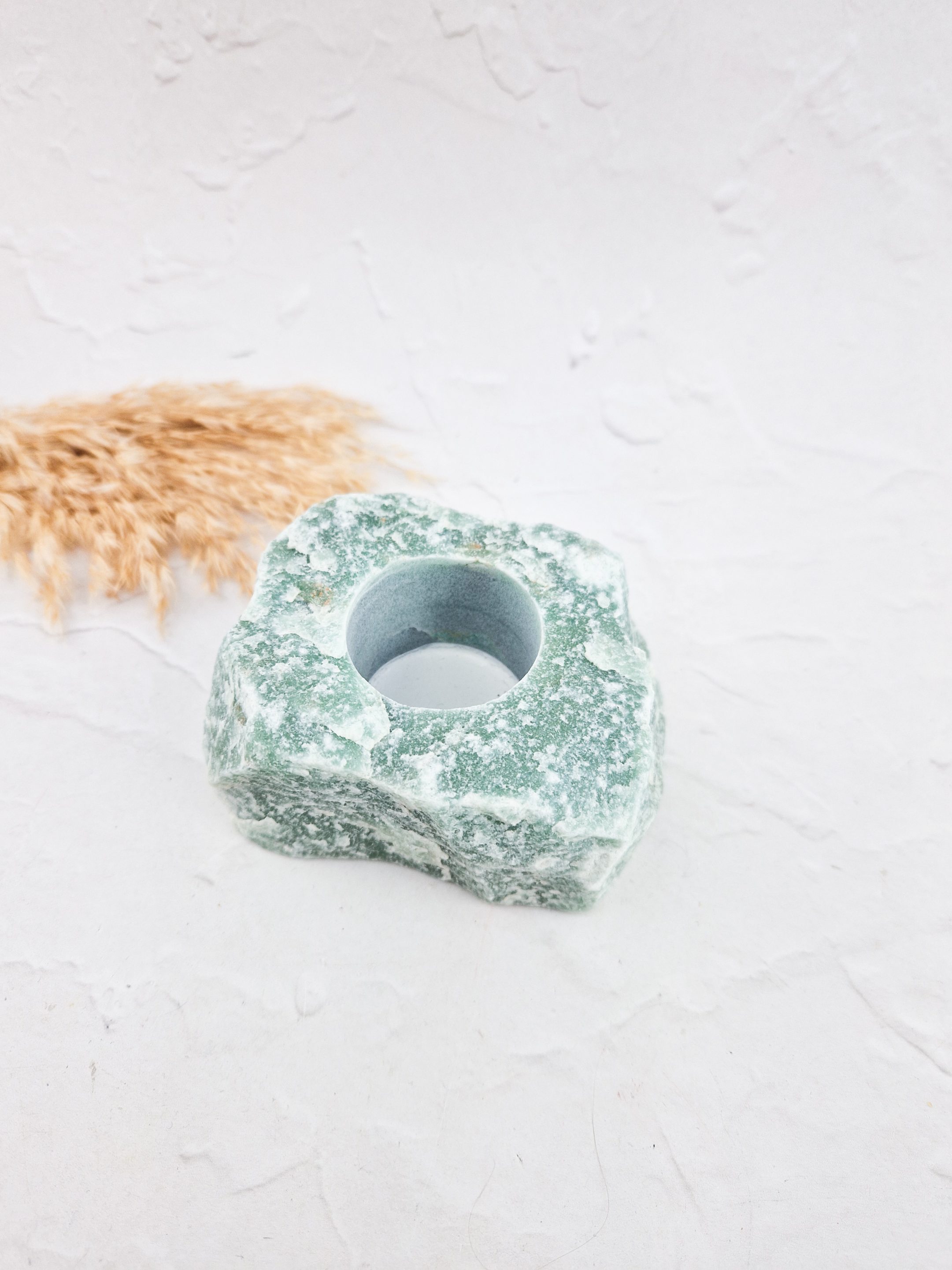 Aventurijn / groene kwarts waxinelichthouder