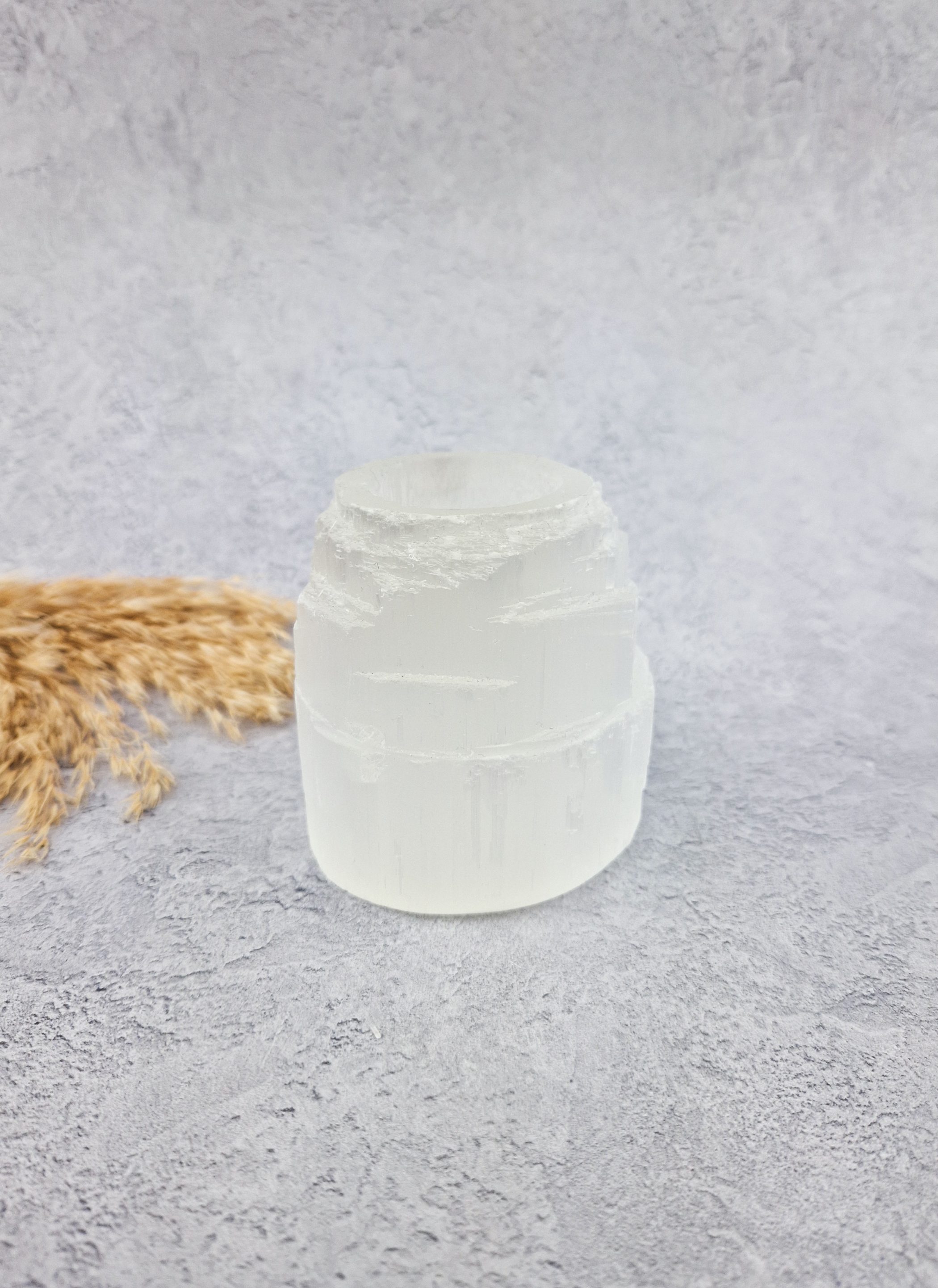 Seleniet waxinelichthouder rots (wit)