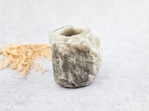 Zoutsteen waxinelichthouder (grijs)