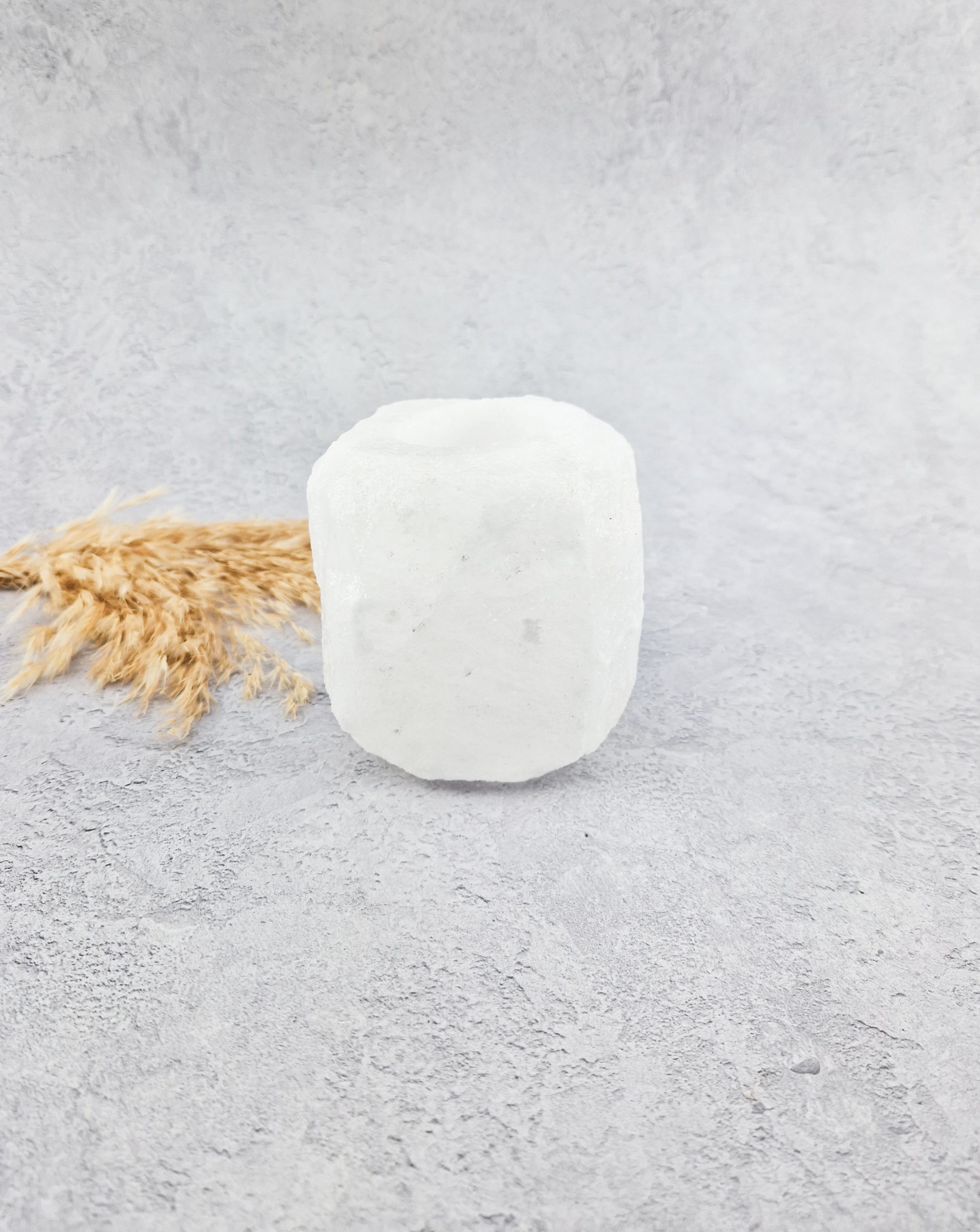 Zoutsteen waxinelichthouder (wit)