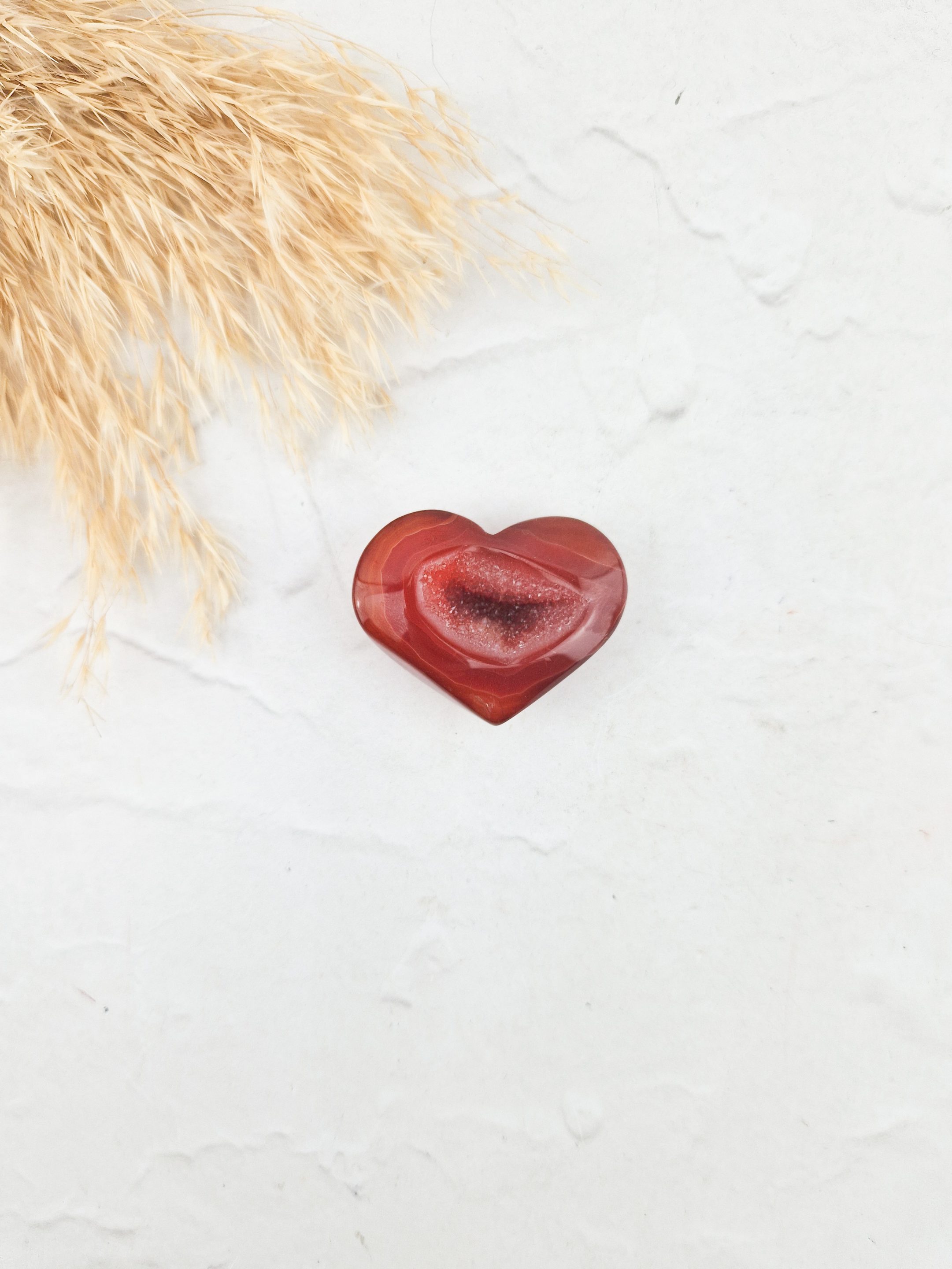 Carneool hart met druzy