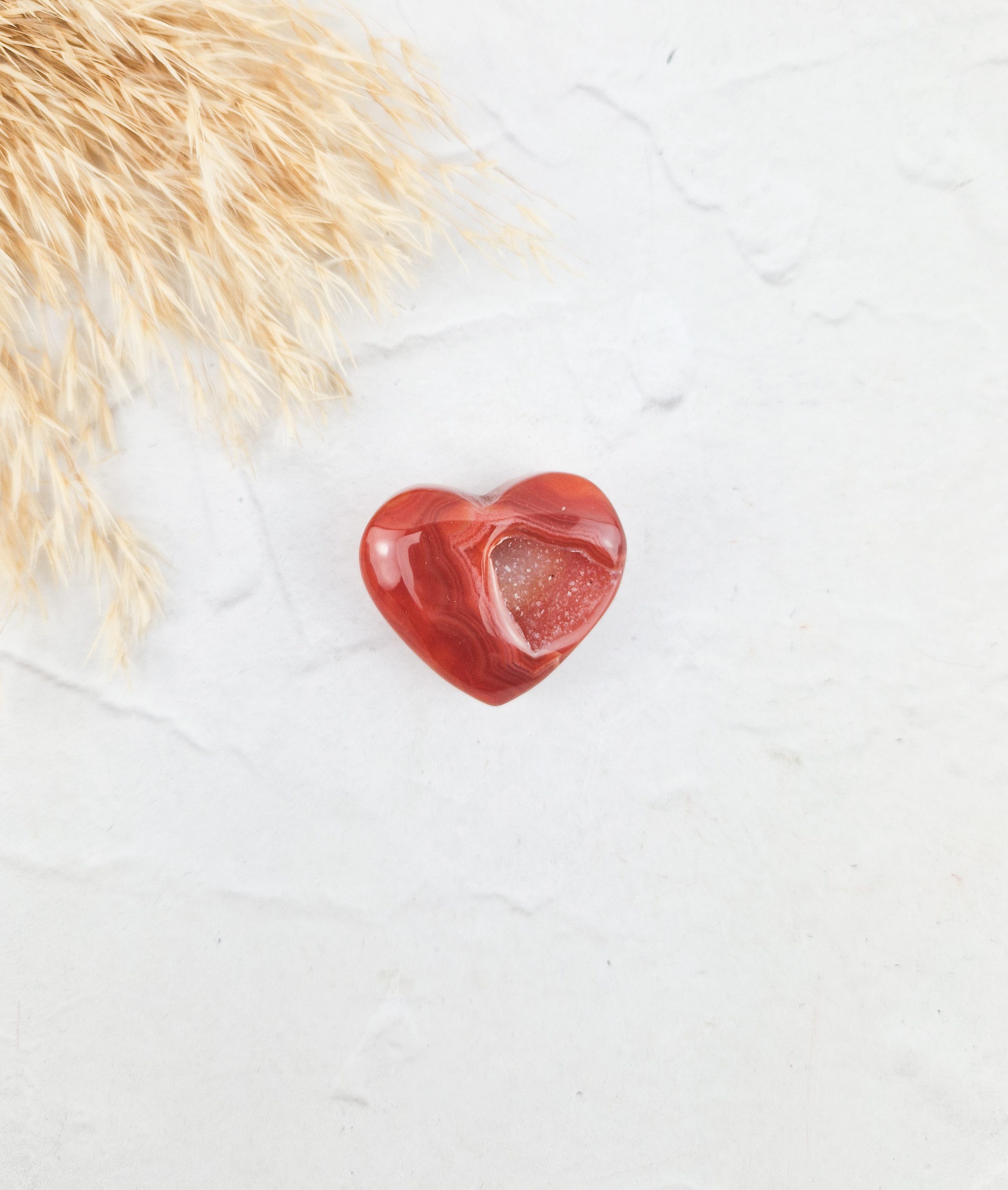 Carneool hart met druzy