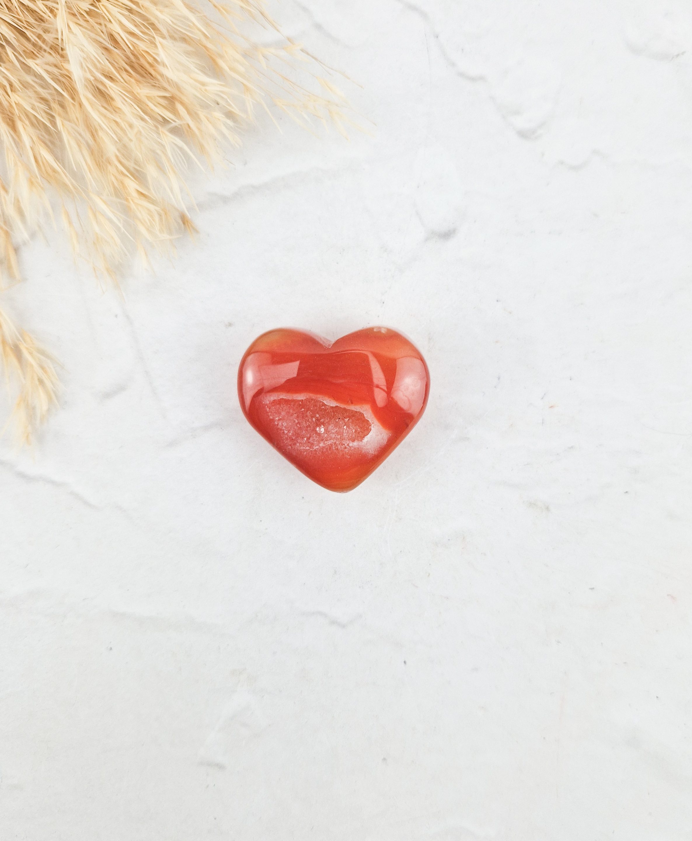 Carneool hart met druzy