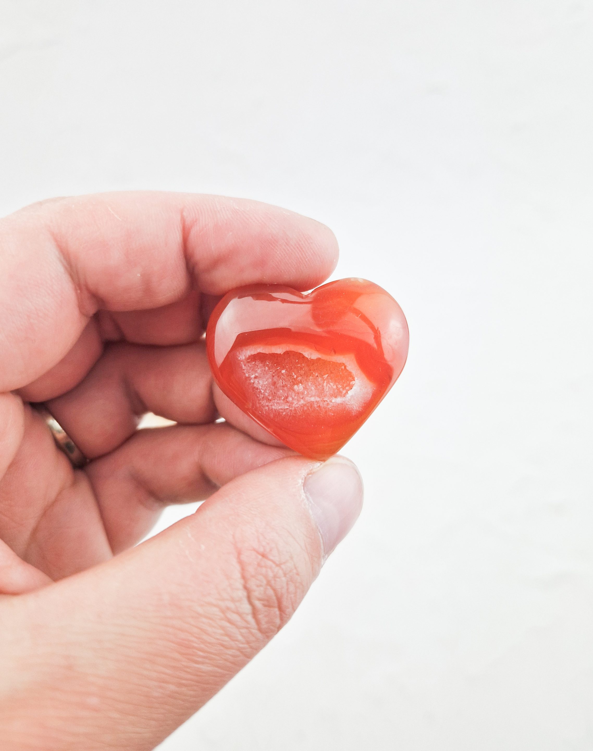 Carneool hart met druzy