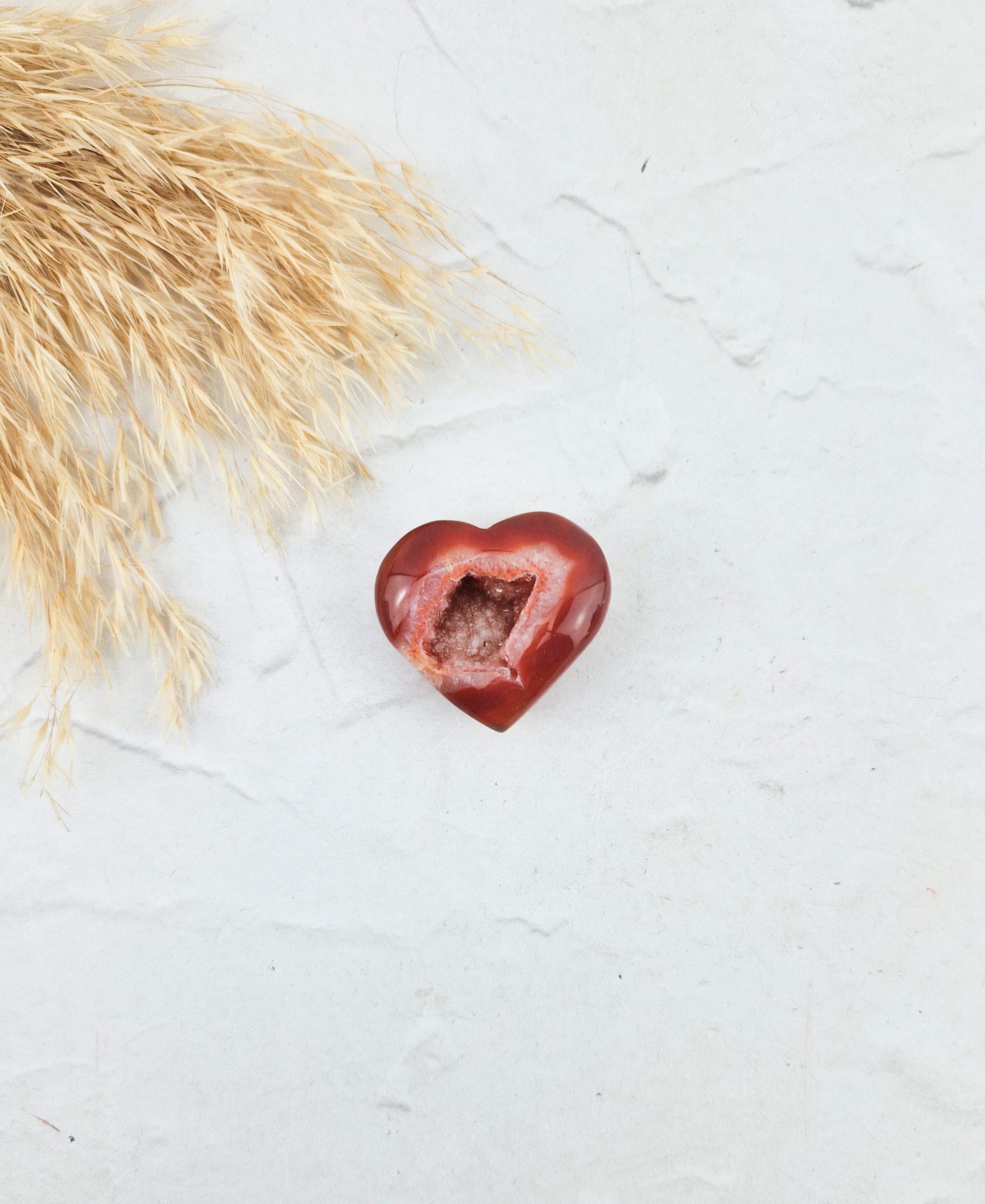 Carneool hart met druzy