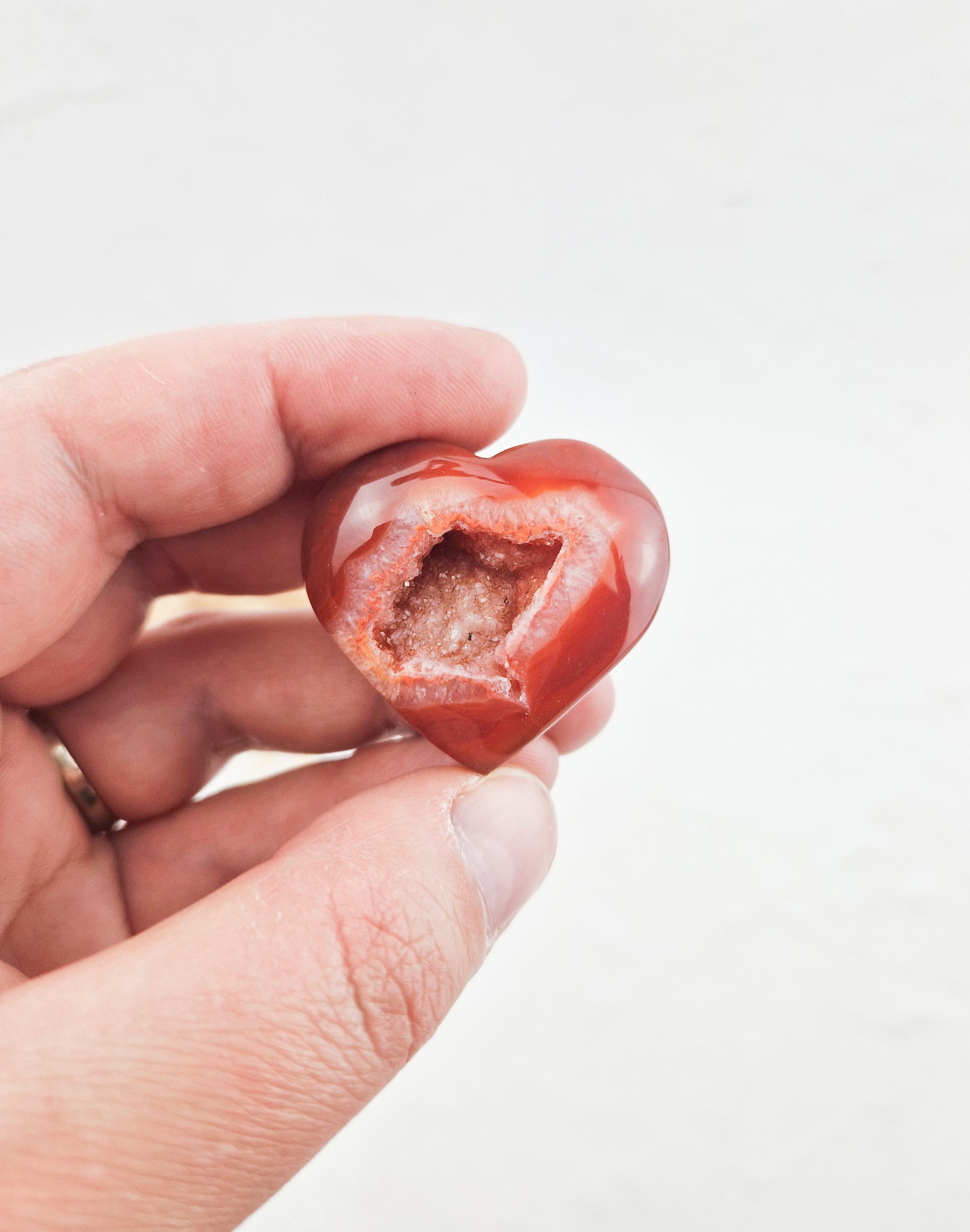 Carneool hart met druzy