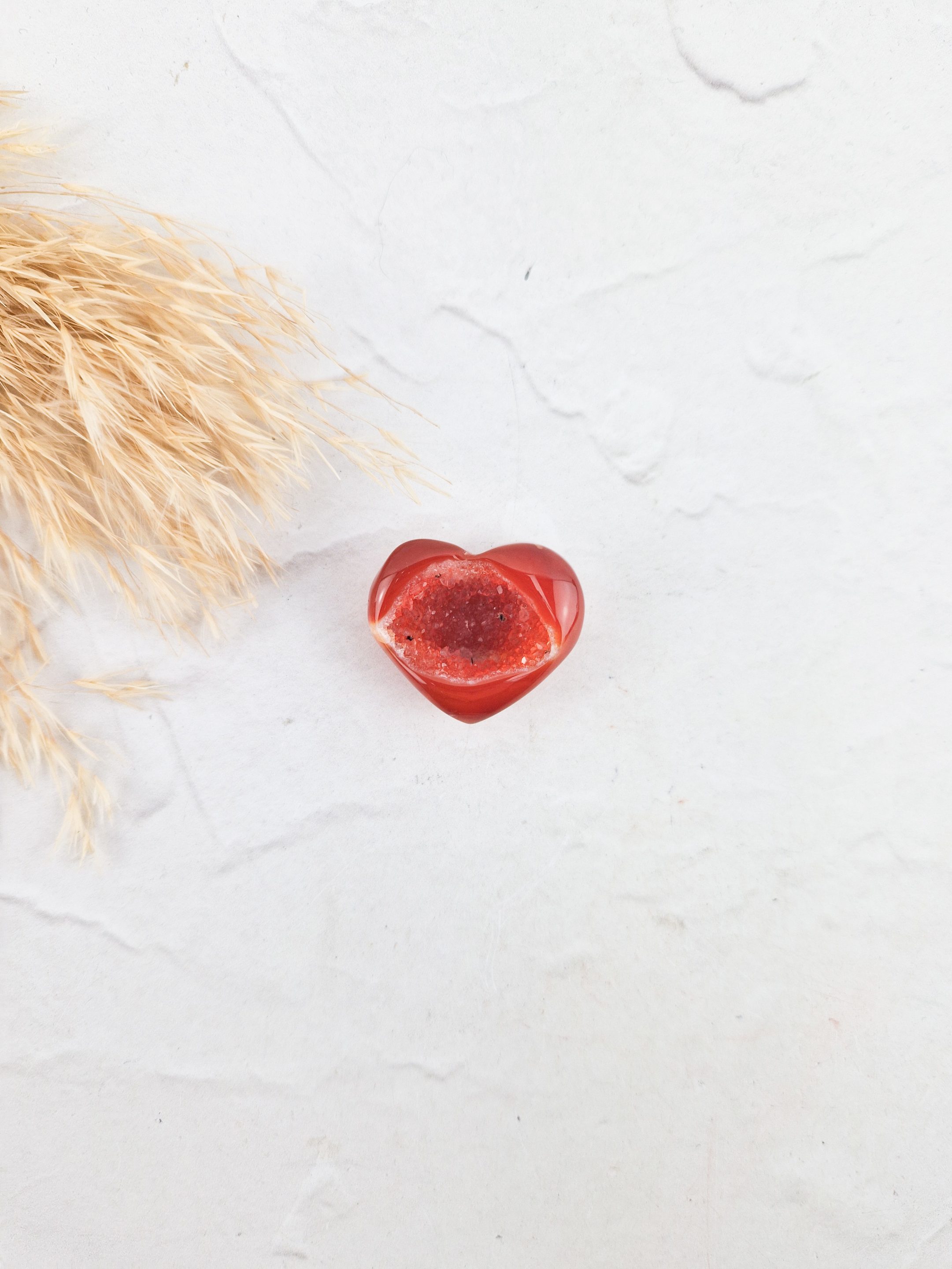 Carneool hart met druzy