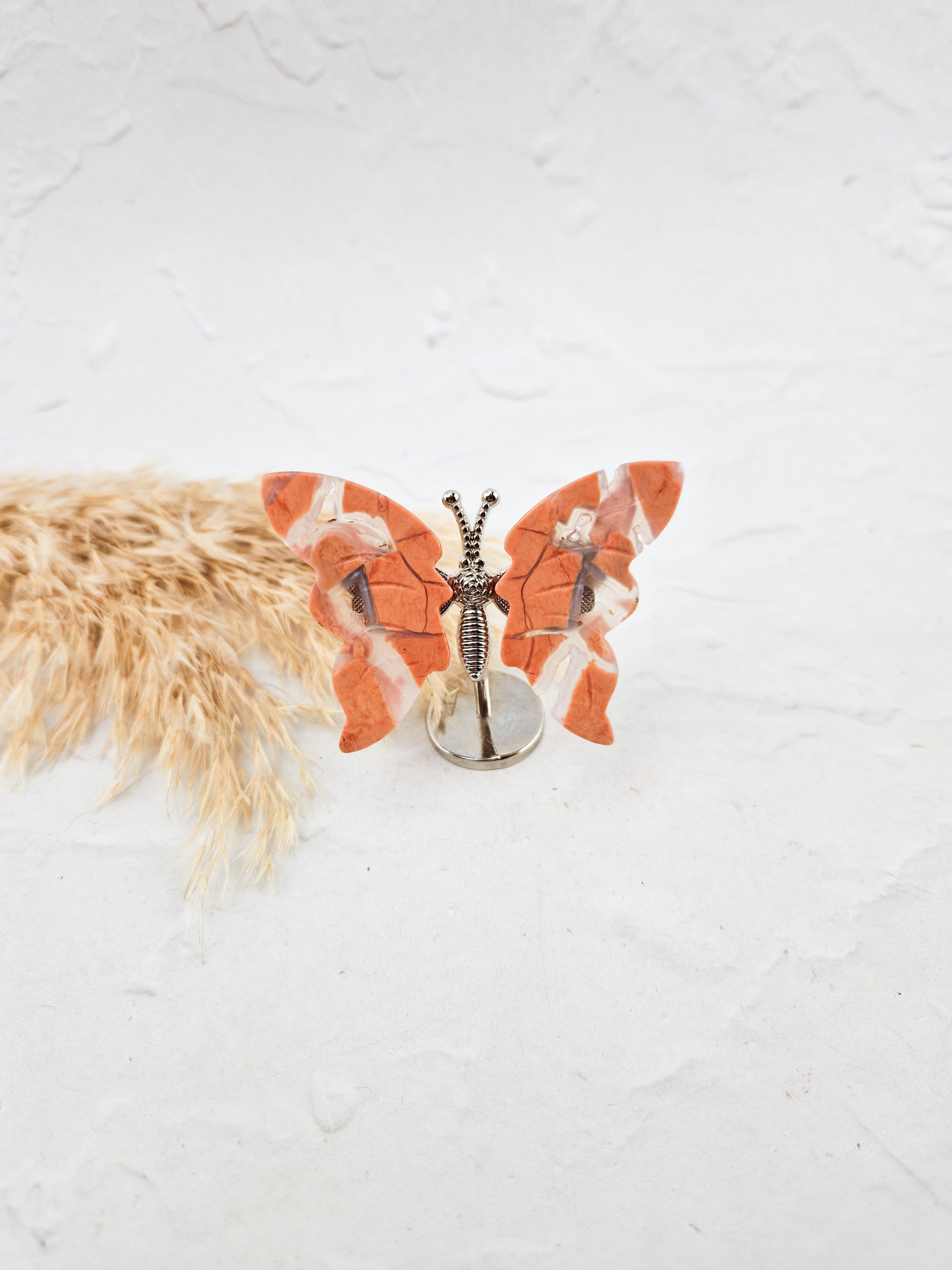 Vlindertje op standaard (roze jaspis)