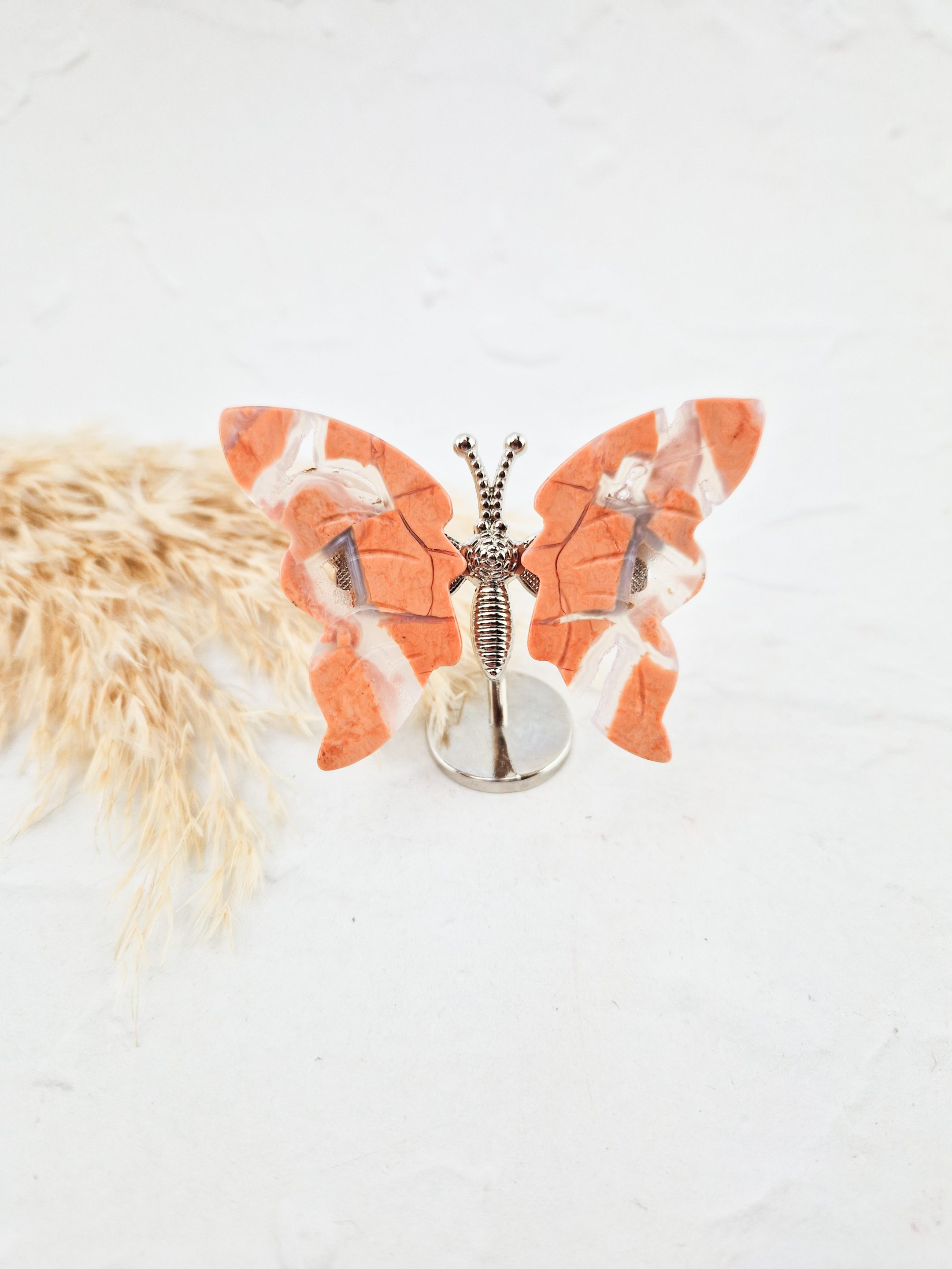 Vlindertje op standaard (roze jaspis)